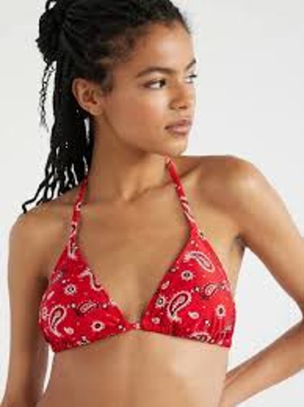 No Boundaries Red Bandana Triangle Bikini Top NWT Women's Large 11-13